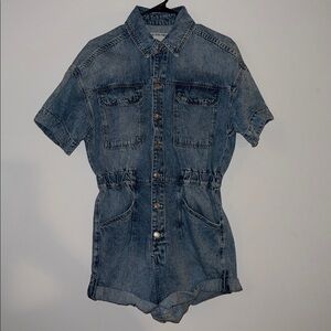 FREE PEOPLE Marci Cotton Denim Romper